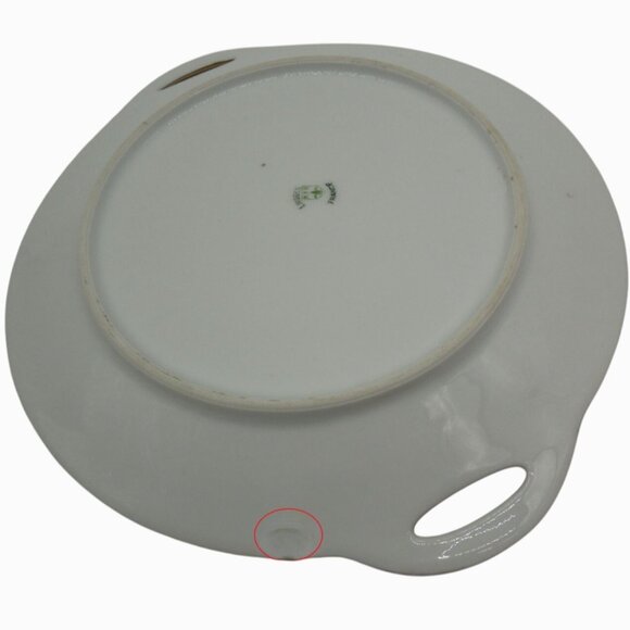 LIMOGES Porcelain Floral Platter With Gold Handles, France Vintage 11" - Picture 4 of 11